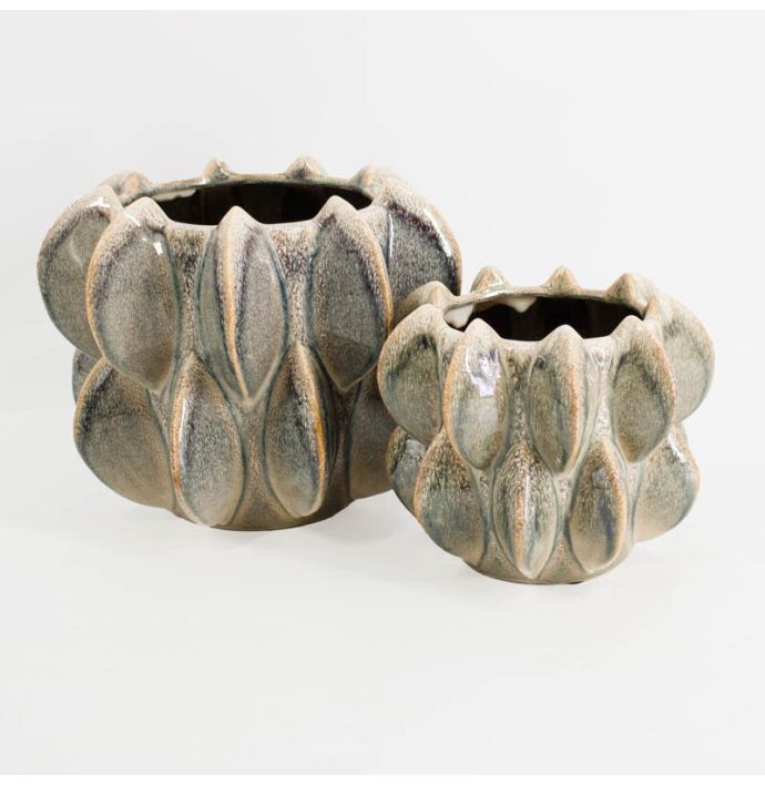 Aardewerk bloempot Disc groen