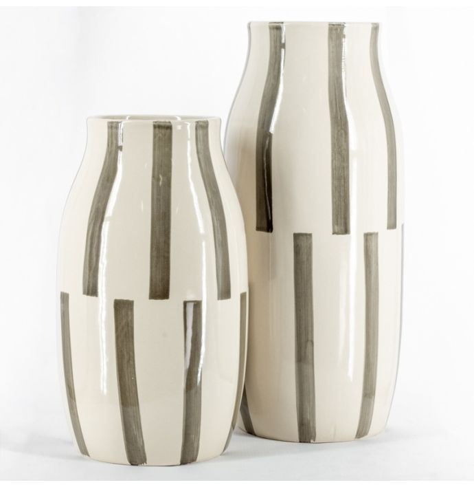 Aardewerk vaas striped Brio L