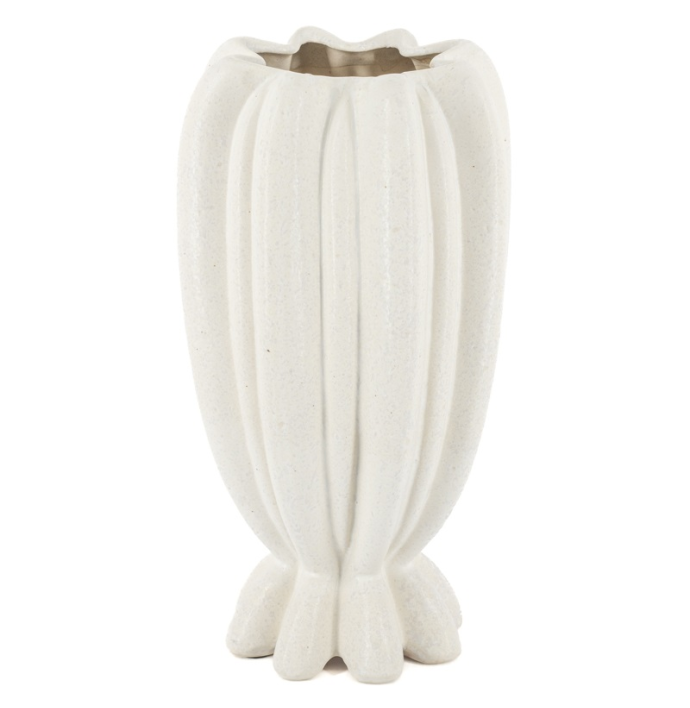 Aardewerk vaas Coral L beige