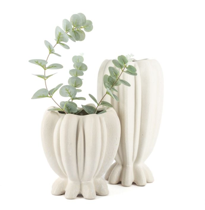 Aardewerk vaas Coral L beige