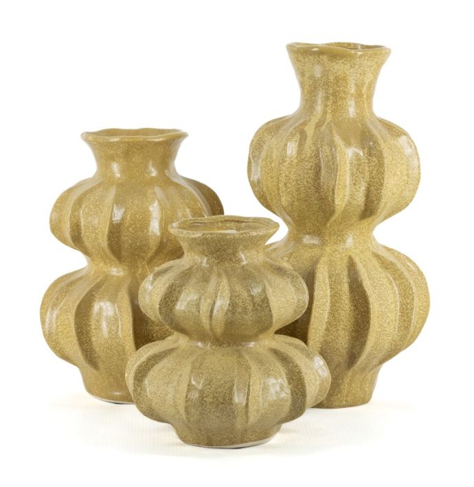 Aardewerk vaas Nobu S mustard