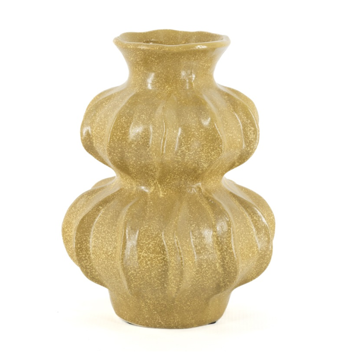 Aardewerk vaas Nobu M mustard