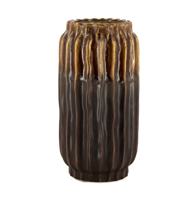 Aardewerk vaas Twist S bruin