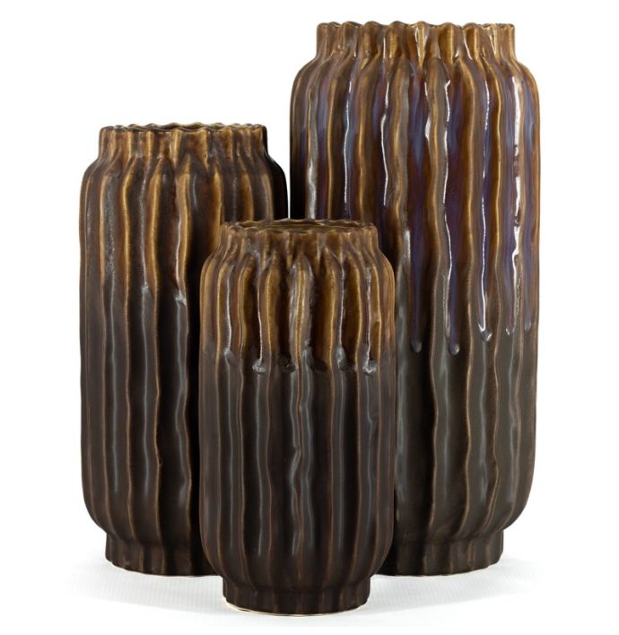 Aardewerk vaas Twist S bruin