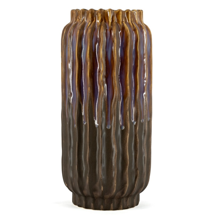 Aardewerk vaas Twist L bruin