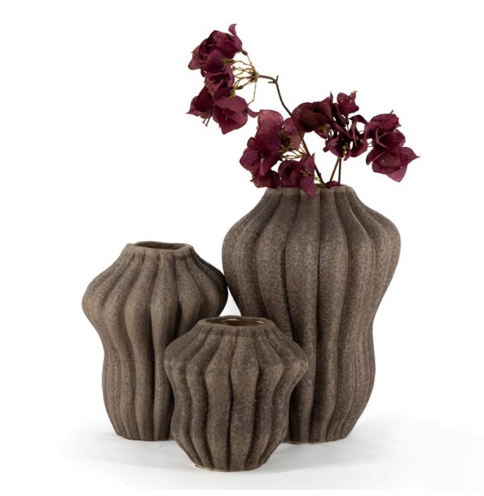 Aardewerk vaas Serra L bruin