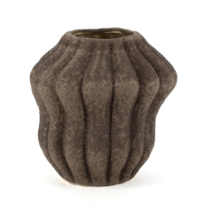 Aardewerk vaas Serra S bruin
