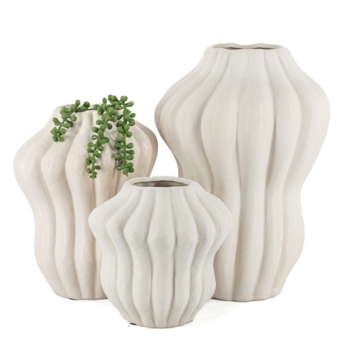 Aardewerk vaas Serra L off-white