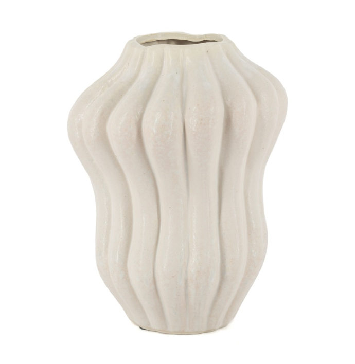 Aardewerk vaas Serra M off-white