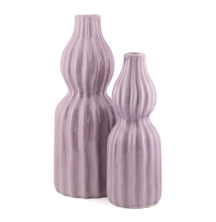 Aardewerk vaas stripes aubergine