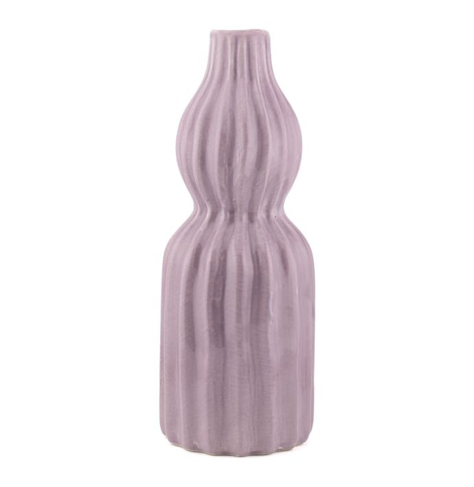Aardewerk vaas stripes aubergine