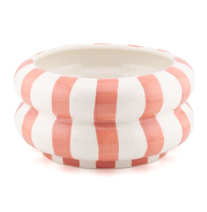 Aardewerk schaal striped peach