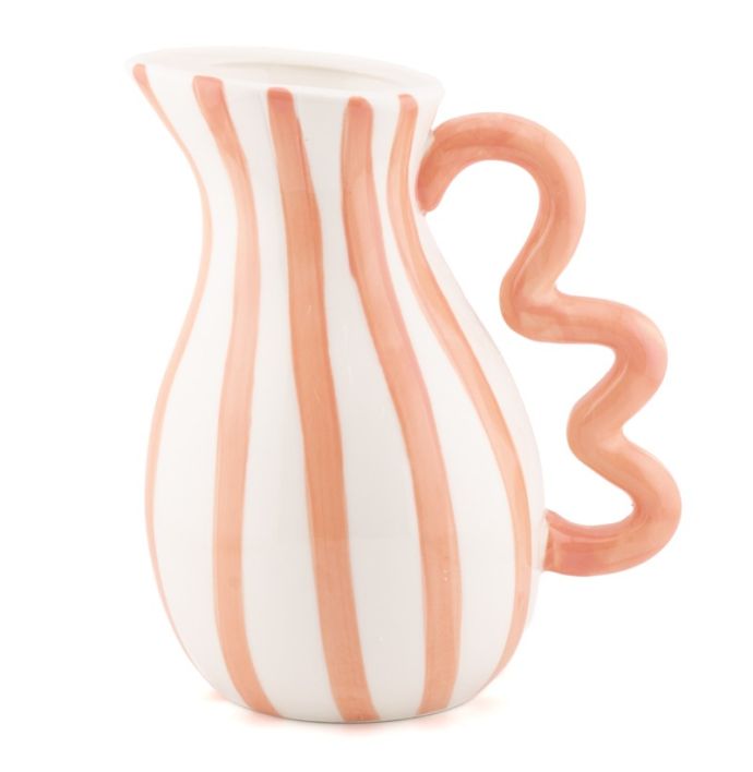 Aardewerk kan met oor stripe peach