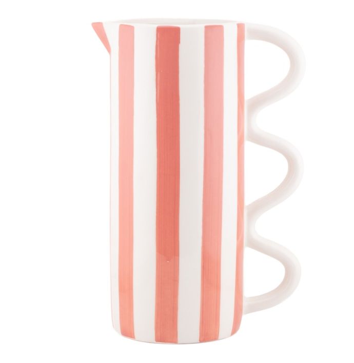 Aardewerk jug stripe peach