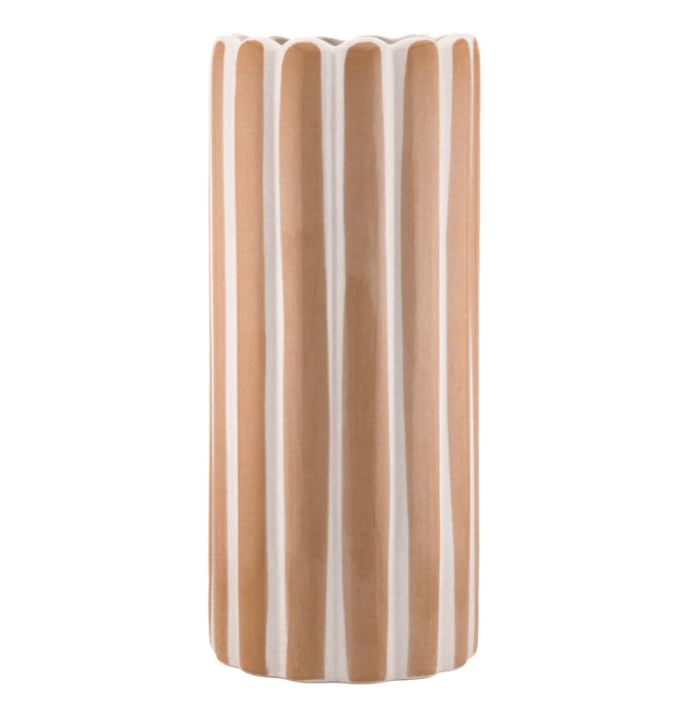 Aardewerk vaas stripe bruin