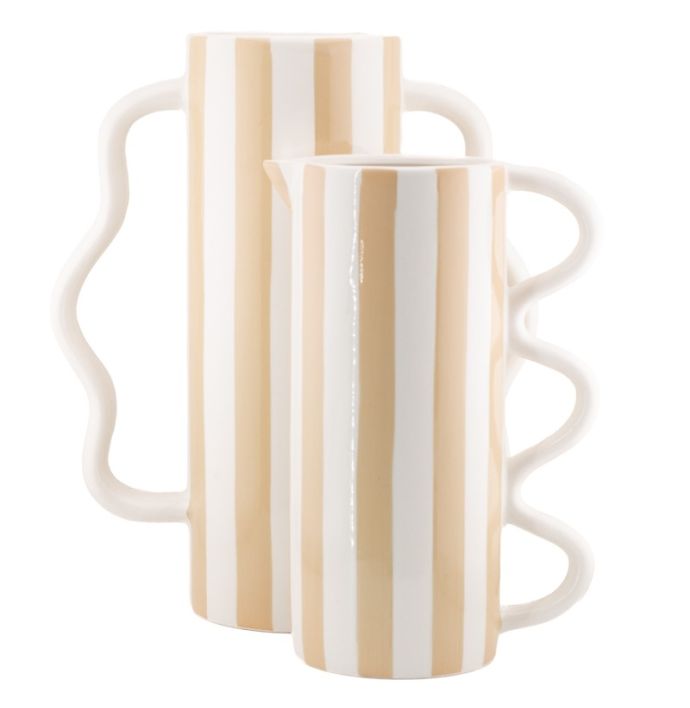 Aardewerk vaas met oren stripe drab