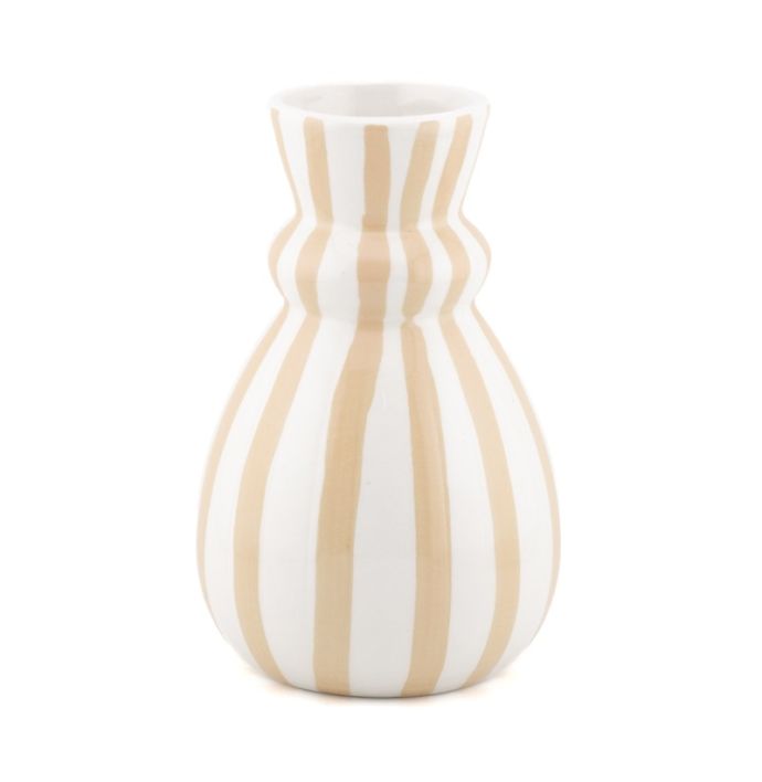 Aardewerk vaas stripe drab