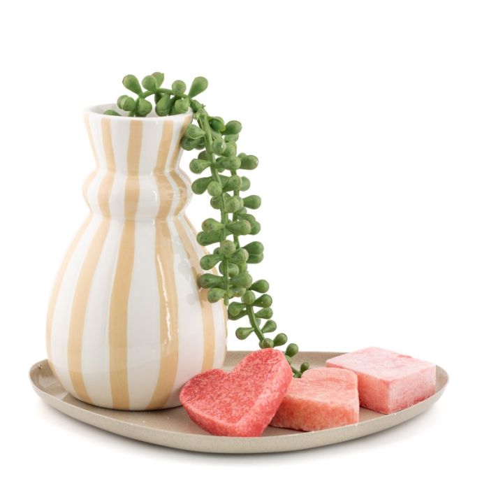 Aardewerk vaas stripe drab