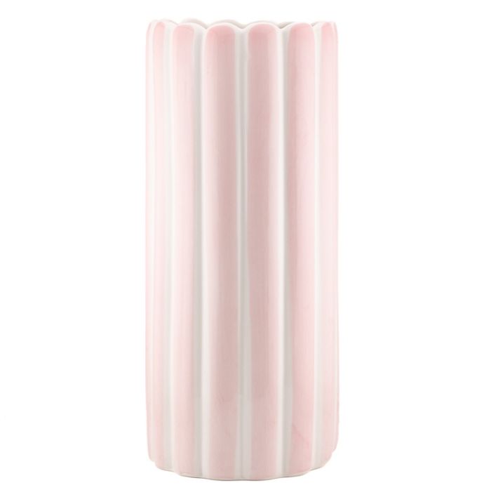 Aardewerk vaas stripe roze