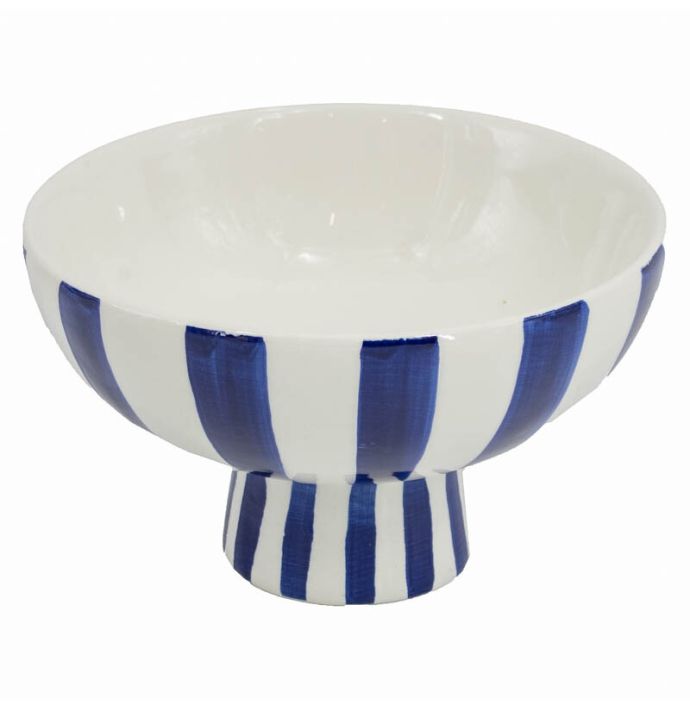 Aardewerk schaal stripe dark blue