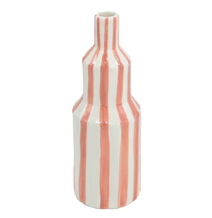 Aardewerk vaas stripe peach