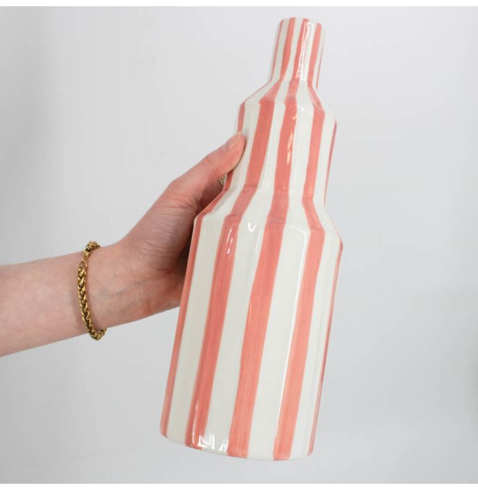 Aardewerk vaas stripe peach