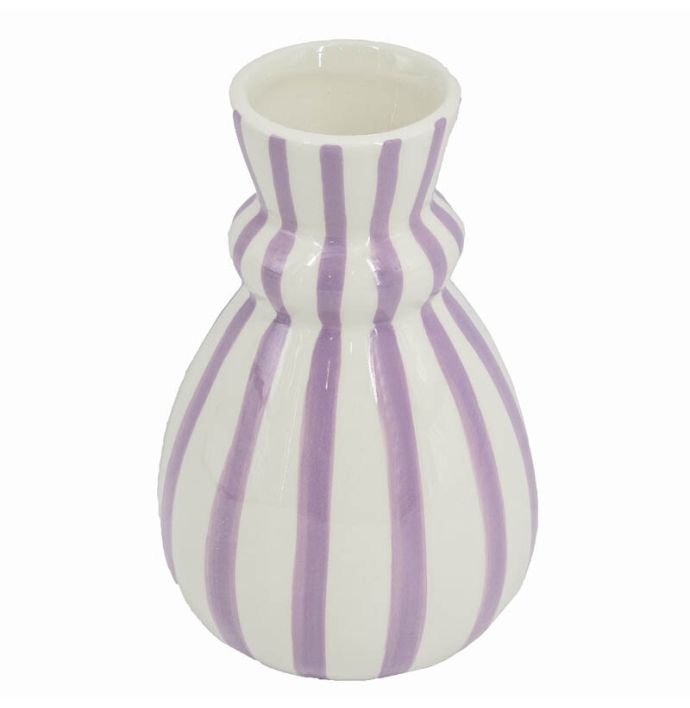 Aardewerk vaas stripe lilac