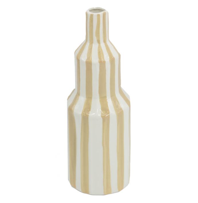 Aardewerk vaas stripe drab