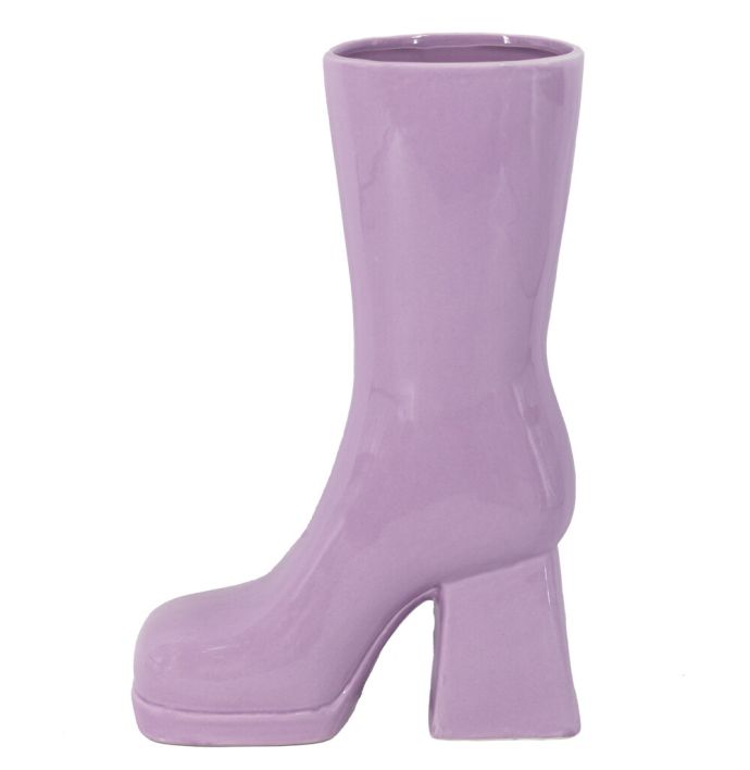 Aardewerk vaas retro laars paars