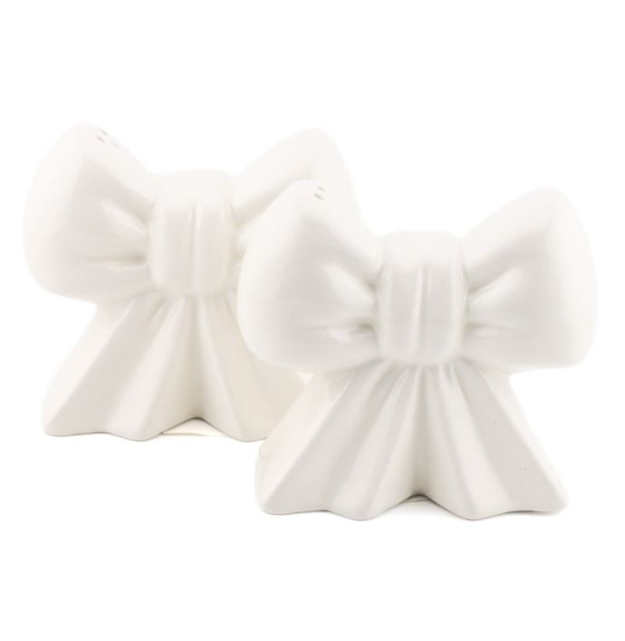 Aardewerk peper en zoutstel bows beige