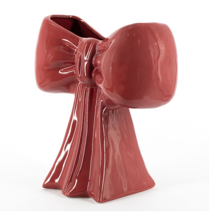 Aardewerk vaas bows burgundy