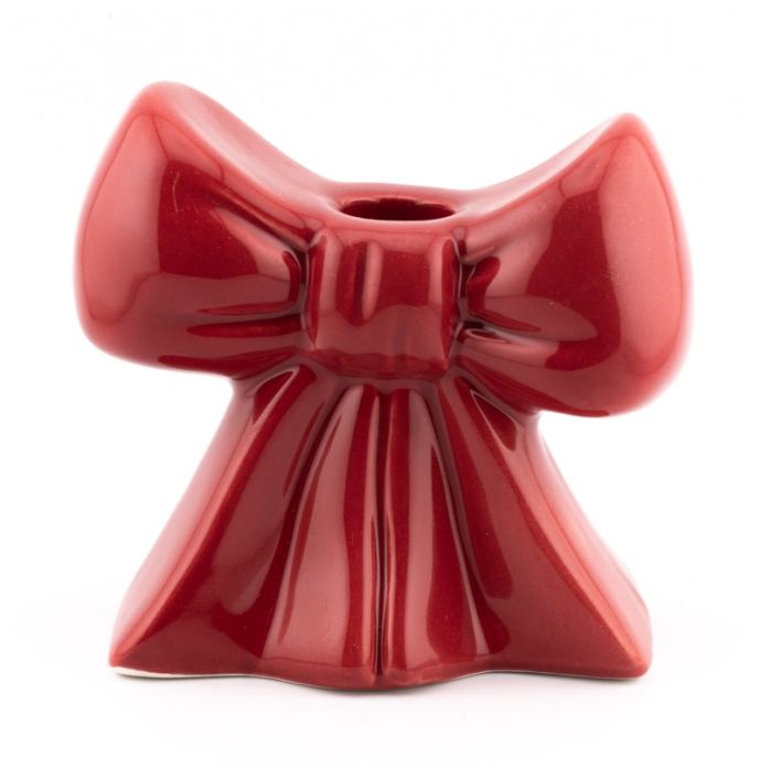 Aardewerk kaarsenstandaard bows burgundy
