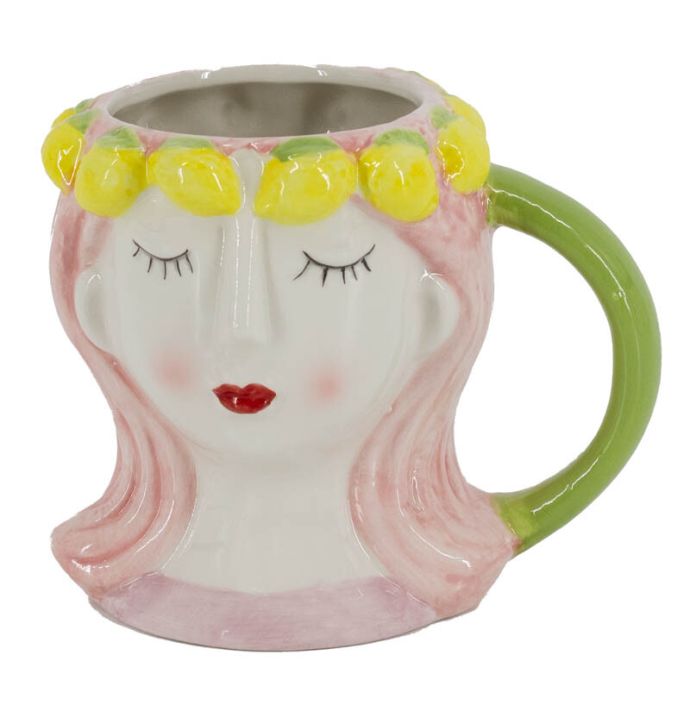 Mok keramiek gezicht citroenen