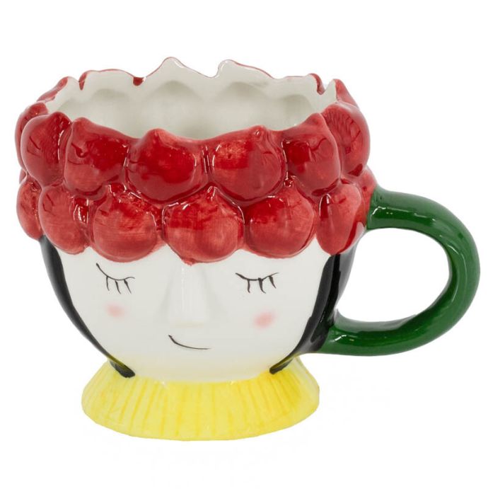 Mok keramiek gezicht granaatappels