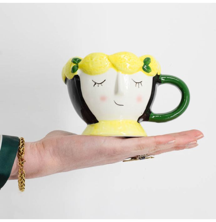 Mok keramiek gezicht citroenen