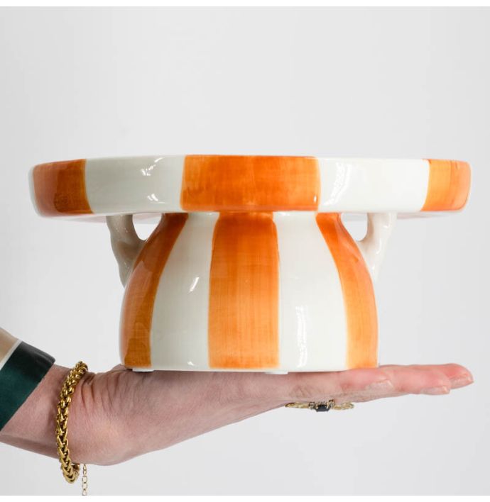 Plateau keramiek stripes oranje