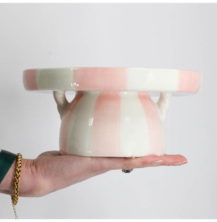 Plateau keramiek stripes roze