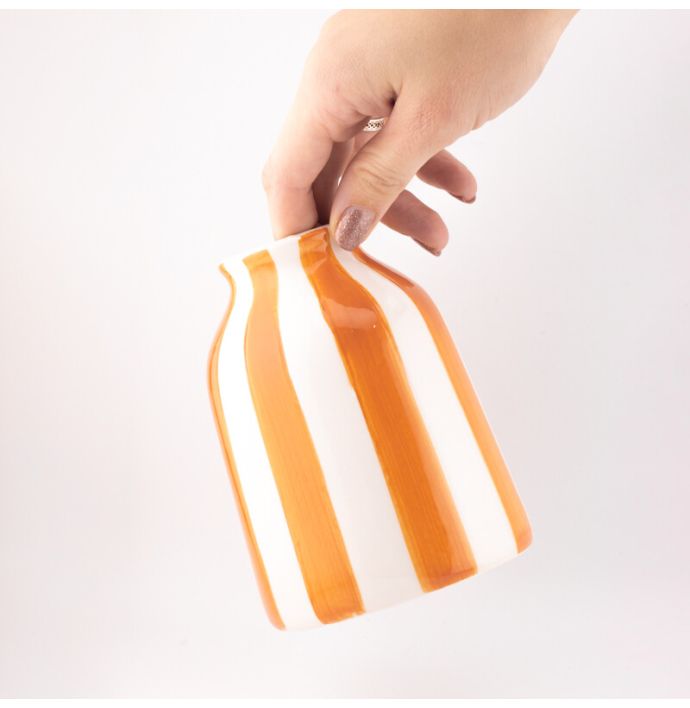 Vaas keramiek striped oranje