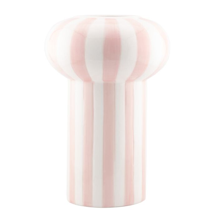 Vaas keramiek Funnel striped roze