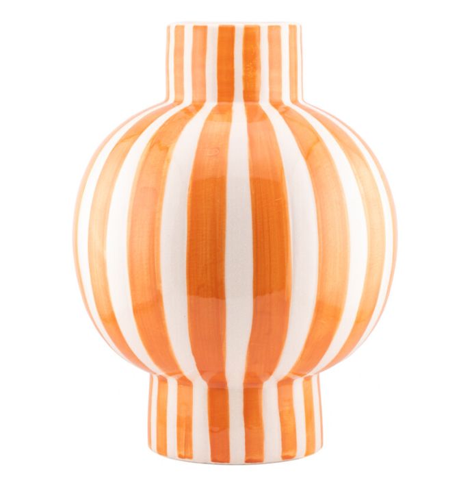 Vaas keramiek Orb striped oranje