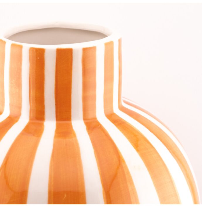 Vaas keramiek Orb striped oranje