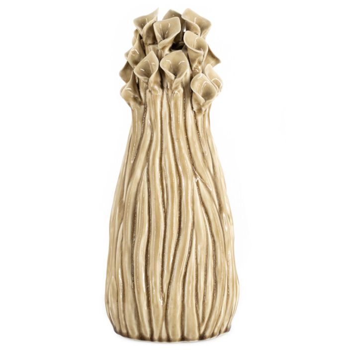 Vaas flora keramiek mustard