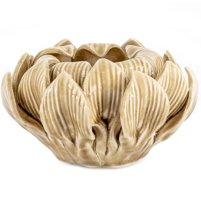 Waxinehouder keramiek petals mustard