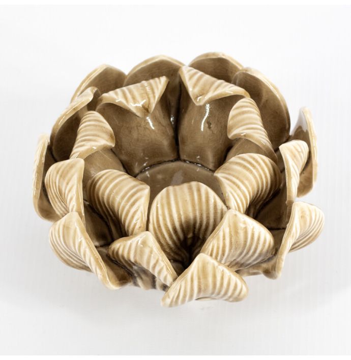 Waxinehouder keramiek petals mustard