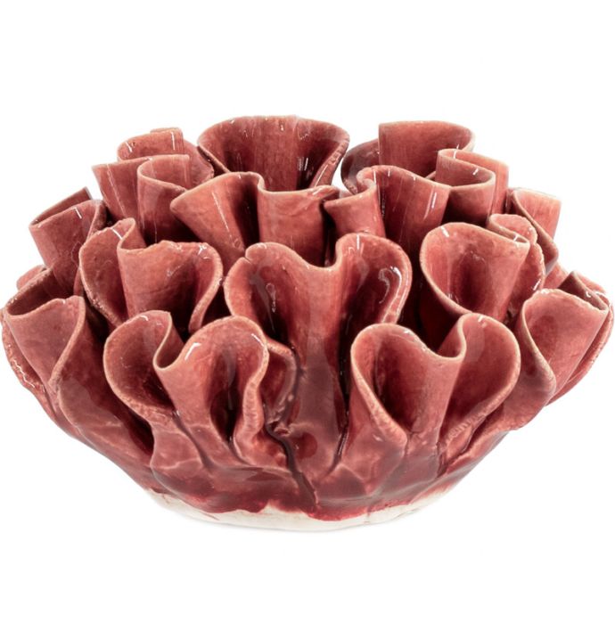 Waxinehouder keramiek spores roze