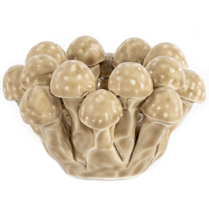 Waxinehouder keramiek shroom mustard
