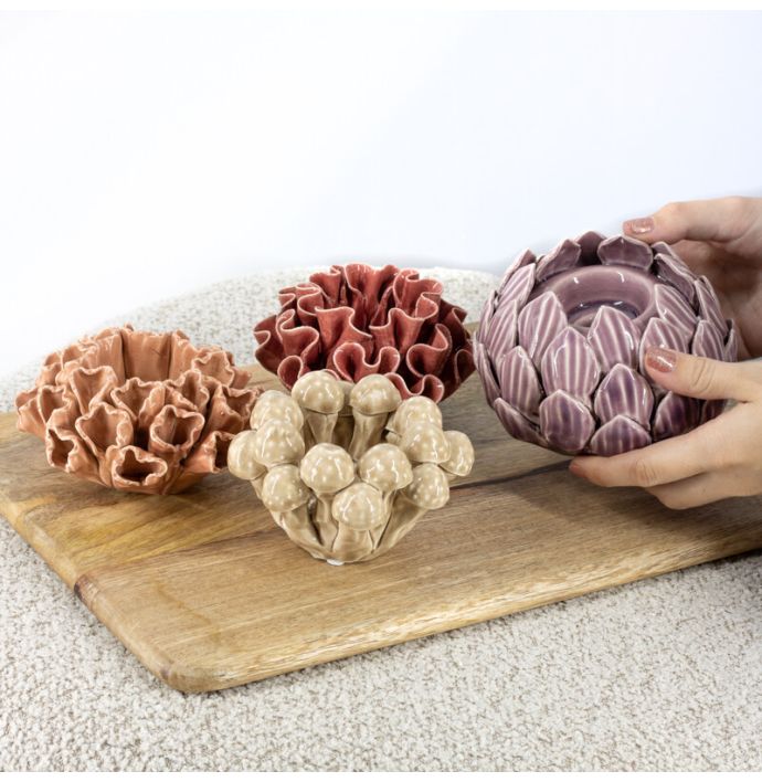 Waxinehouder keramiek buds sandstone