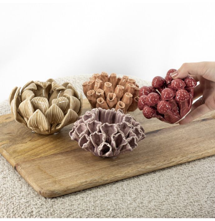 Waxinehouder keramiek buds lila