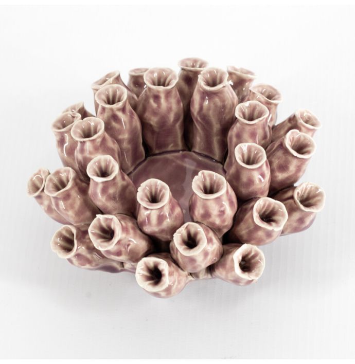 Waxinehouder keramiek papaver lila