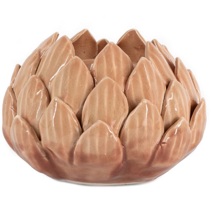 Waxinehouder keramiek floral sandstone